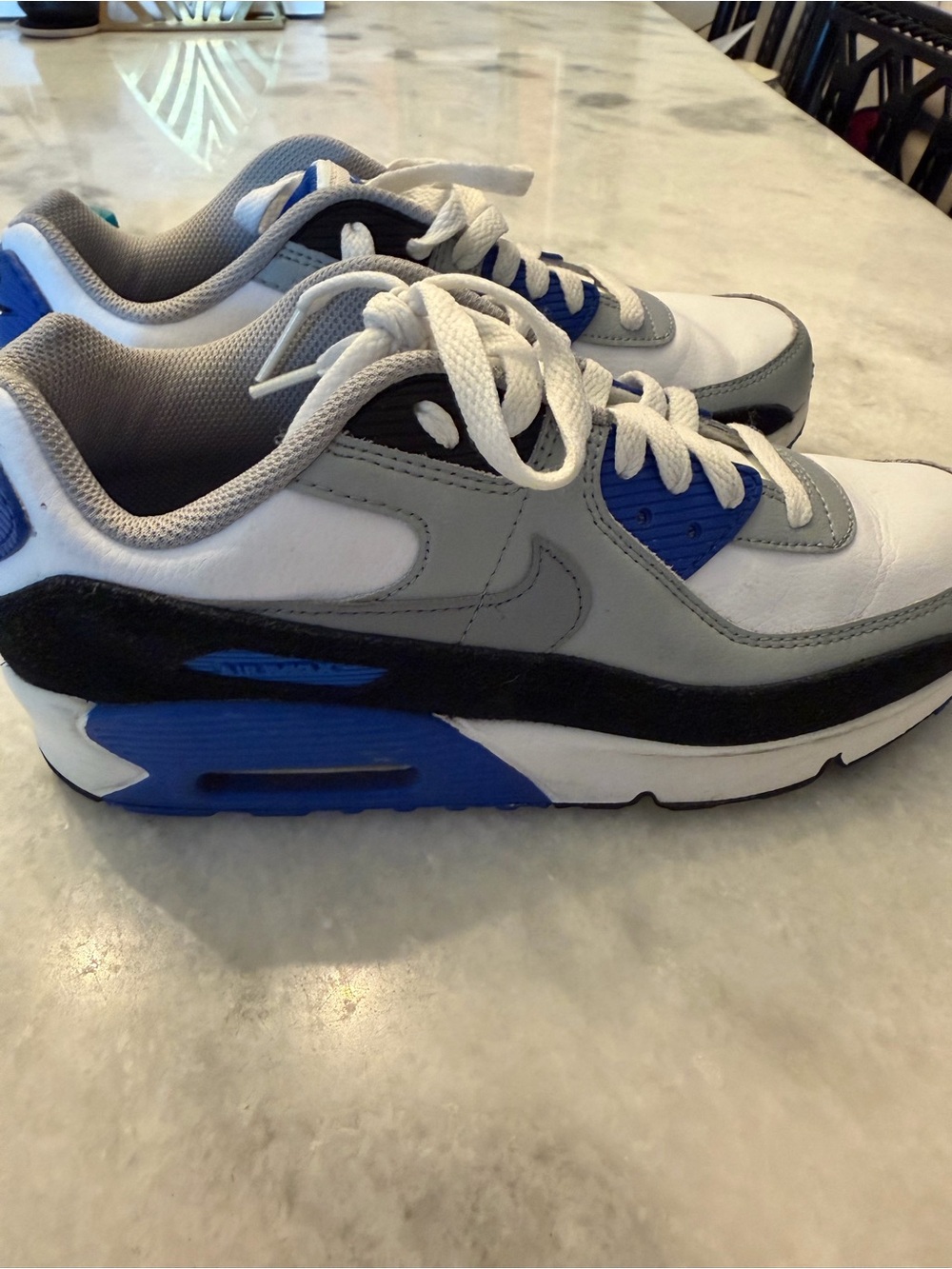 Nike Kids White, Gray & Blue Sneakers - Picture 3 of 8